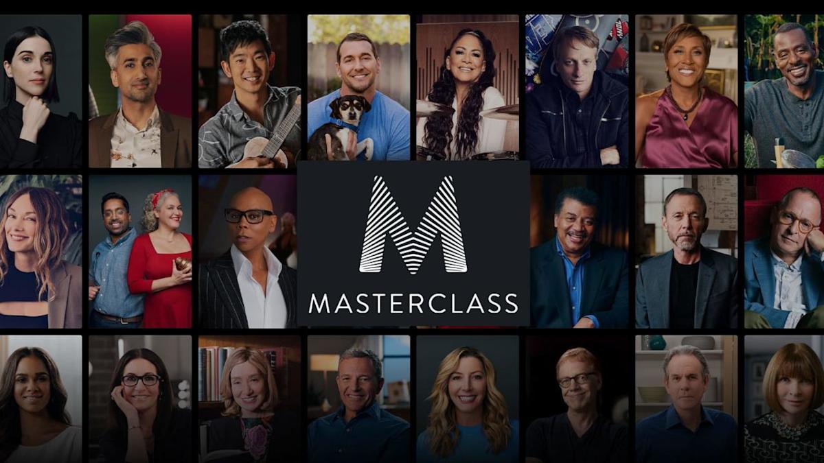 MasterClass dashboard showing classes by Gordon Ramsay, Martin Scorsese, and Serena Williams